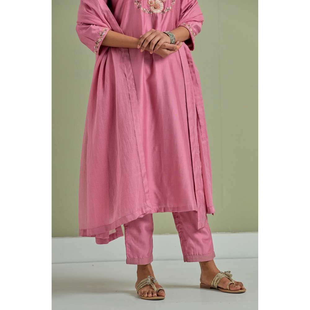 Priya Chaudhary Embroidered Pink Kurtas (Set of 3)