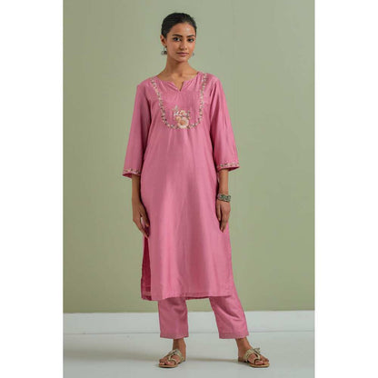 Priya Chaudhary Embroidered Pink Kurtas (Set of 2)