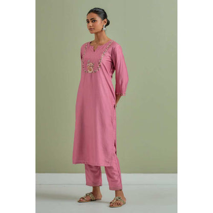 Priya Chaudhary Embroidered Pink Kurtas (Set of 2)
