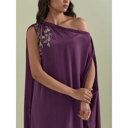 Priya Chaudhary Purple Embroidered Crepe Kurta