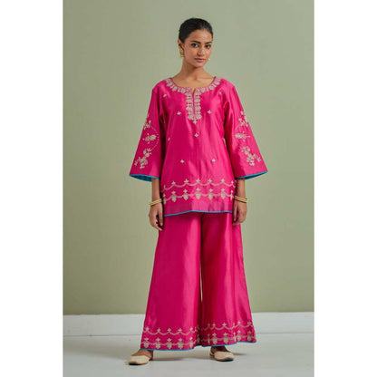 Priya Chaudhary Pink Kurti Palazzo and Dupatta (Set of 3)