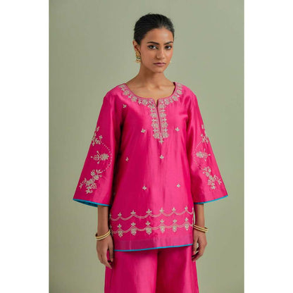Priya Chaudhary Pink Kurti Palazzo and Dupatta (Set of 3)