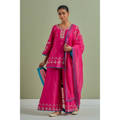Priya Chaudhary Pink Kurti Palazzo and Dupatta (Set of 3)