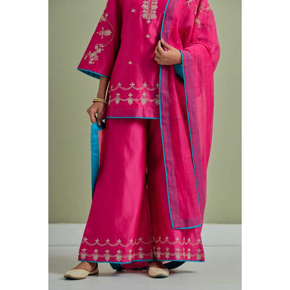 Priya Chaudhary Pink Kurti Palazzo and Dupatta (Set of 3)