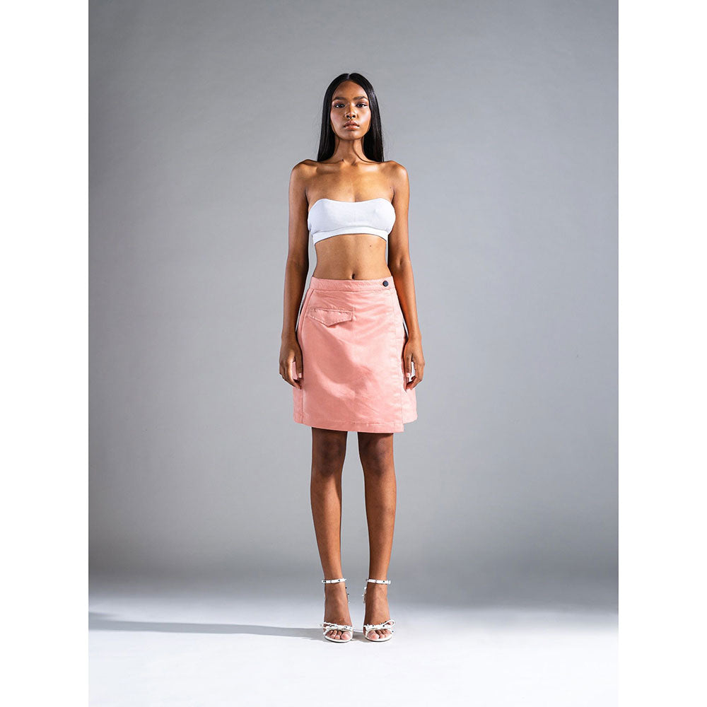 PRIMAL GRAY Coral Recycled Polyester Suede Asymmetrical Short Skirt