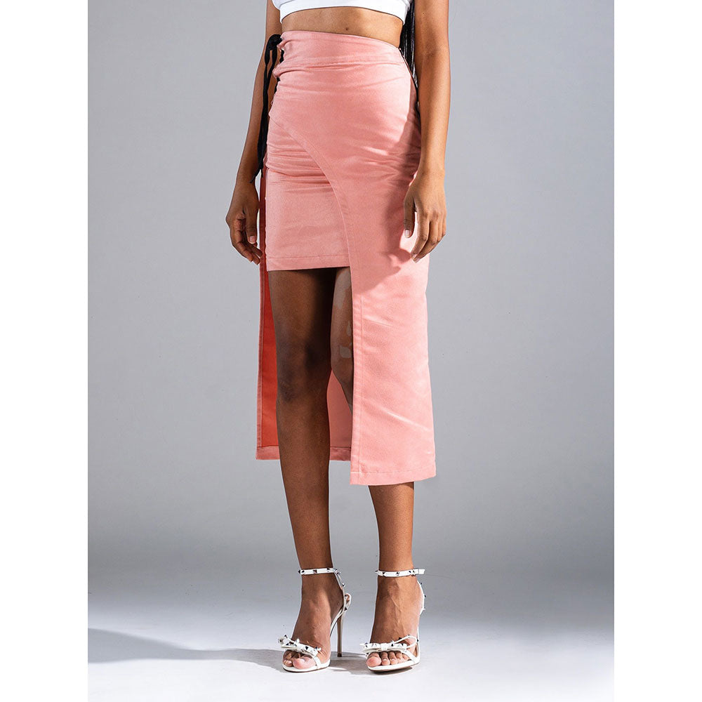 PRIMAL GRAY Coral Recycled Polyester Suede Asymmetrical Wrap Skirt