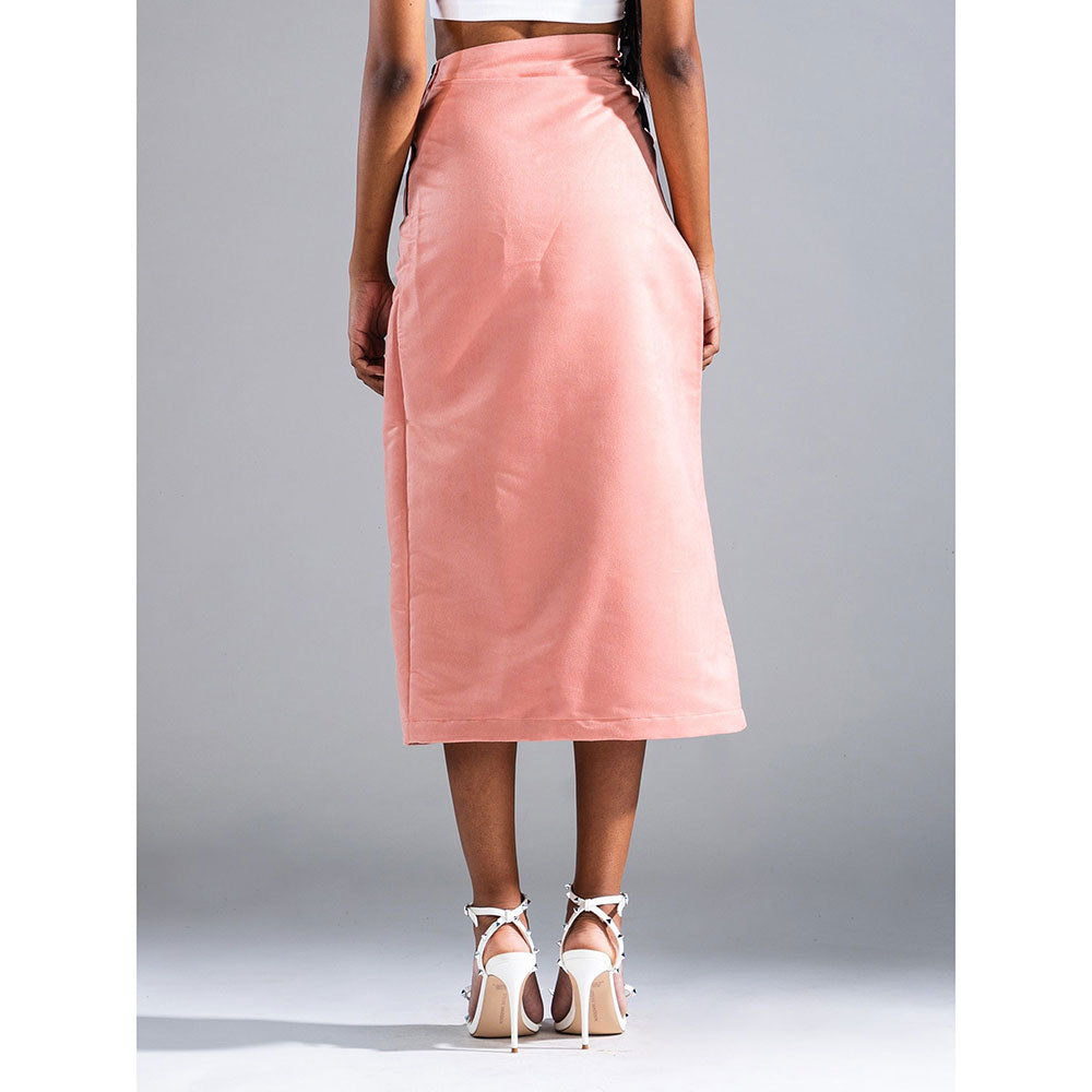 PRIMAL GRAY Coral Recycled Polyester Suede Asymmetrical Wrap Skirt