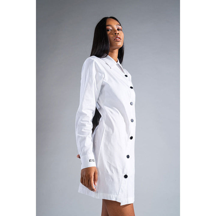 PRIMAL GRAY White Organic Cotton Button Down Shirt Dress