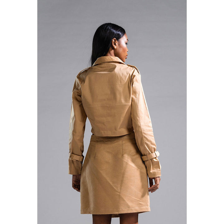 PRIMAL GRAY Beige Recycled Cotton Cropped Trench Jacket