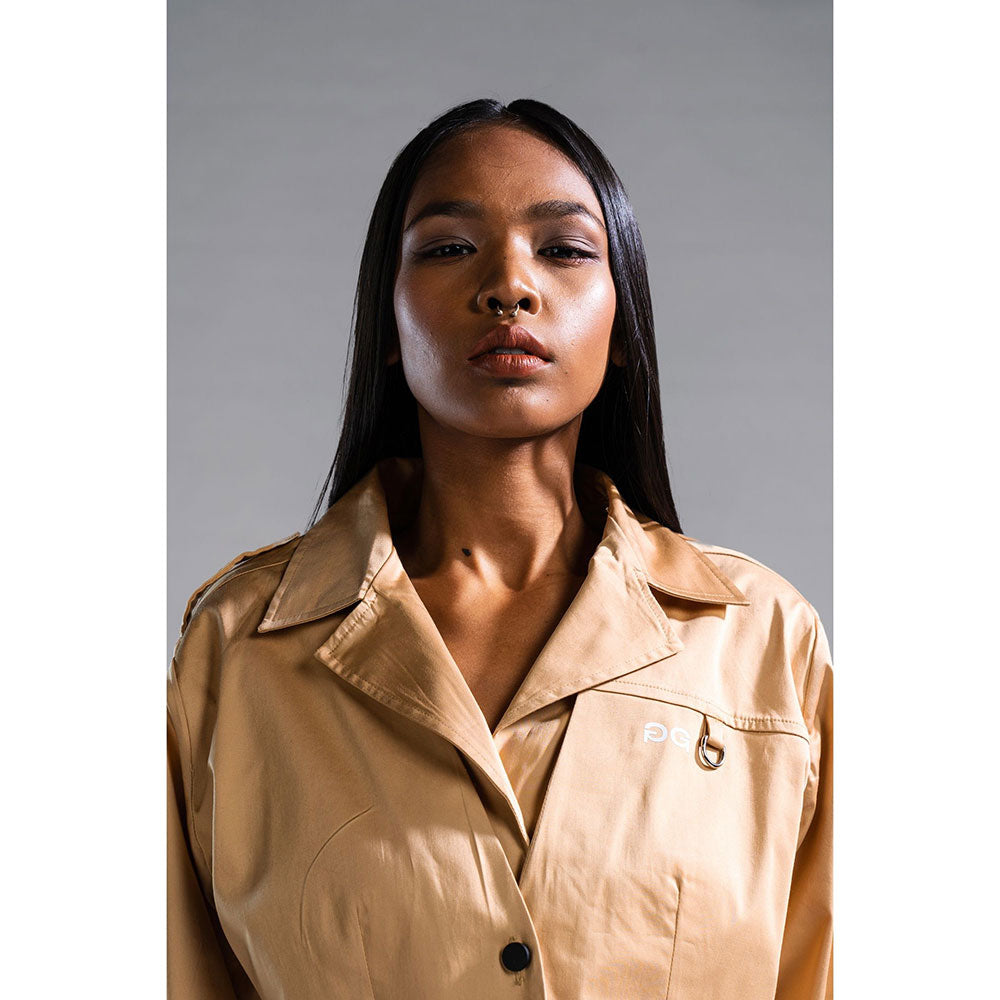 PRIMAL GRAY Beige Recycled Cotton Cropped Trench Jacket