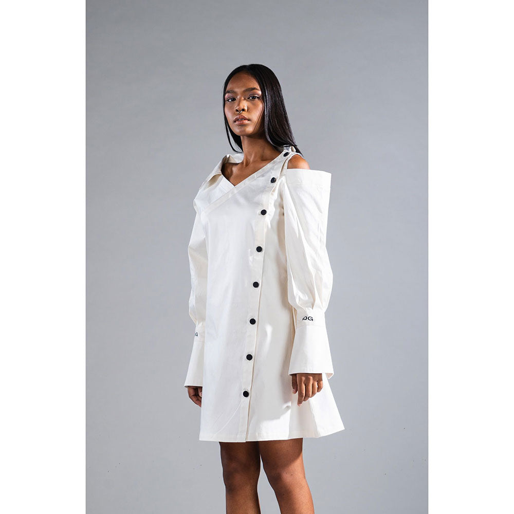 PRIMAL GRAY White Recycled Cotton Deconstructed Shirt Dress
