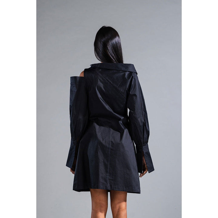 PRIMAL GRAY Black Recycled Cotton Deconstructed Shirt Dress
