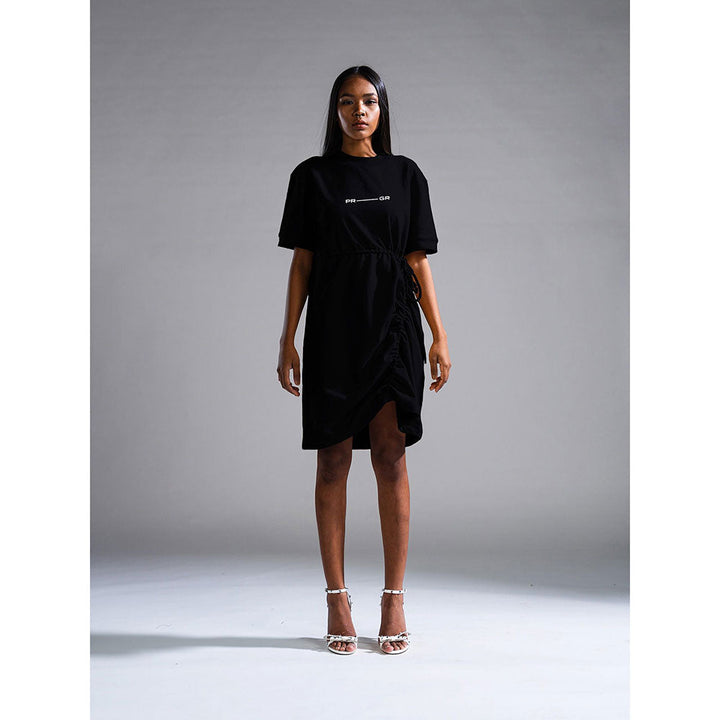 PRIMAL GRAY Black Organic Cotton Drawstring Dress
