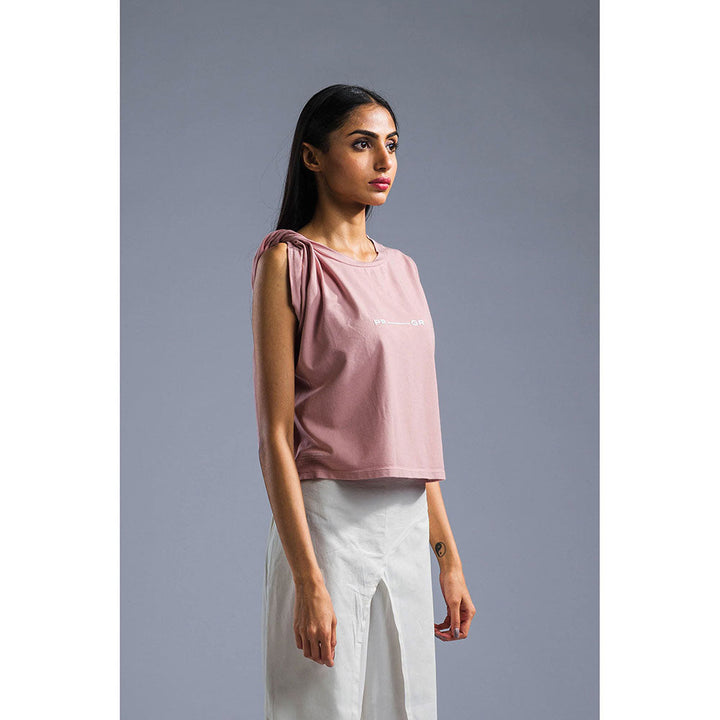 PRIMAL GRAY Dusky Pink Cotton Modal Knotted T-Shirt