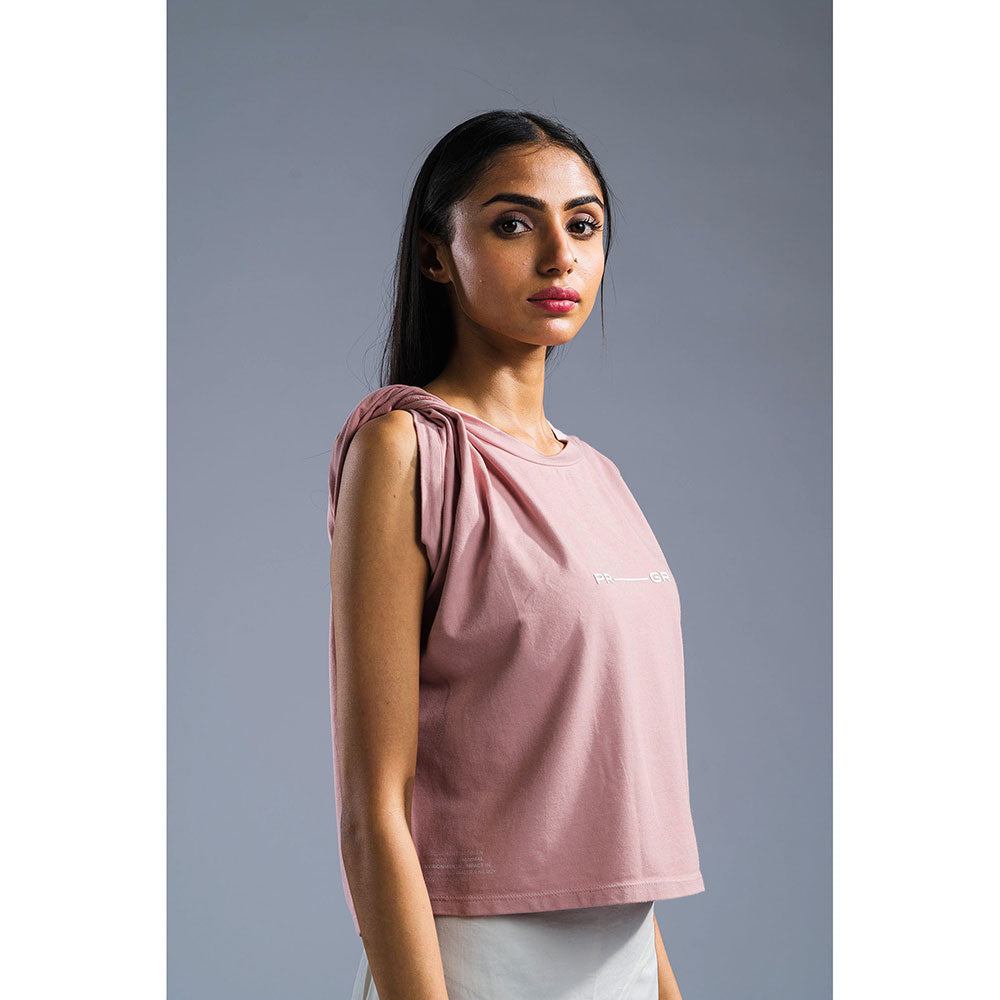 PRIMAL GRAY Dusky Pink Cotton Modal Knotted T-Shirt