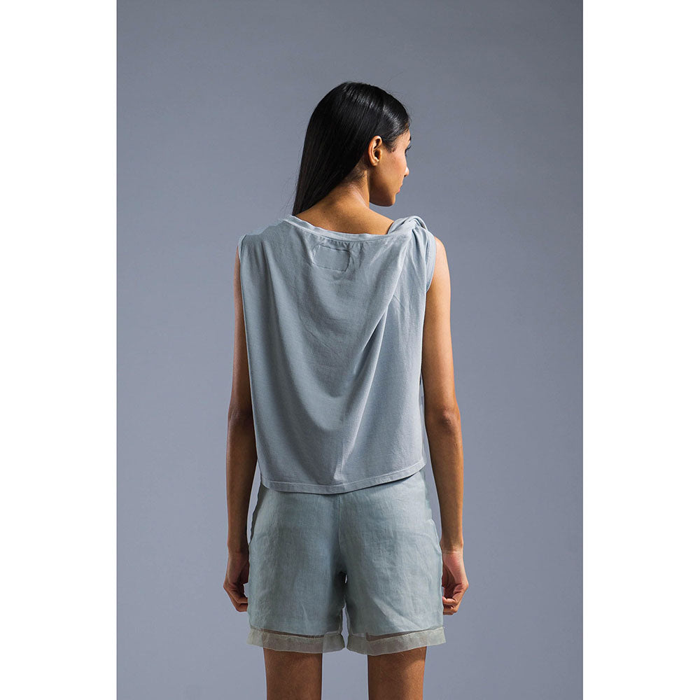 PRIMAL GRAY Ice Blue Cotton Modal Knotted T-Shirt