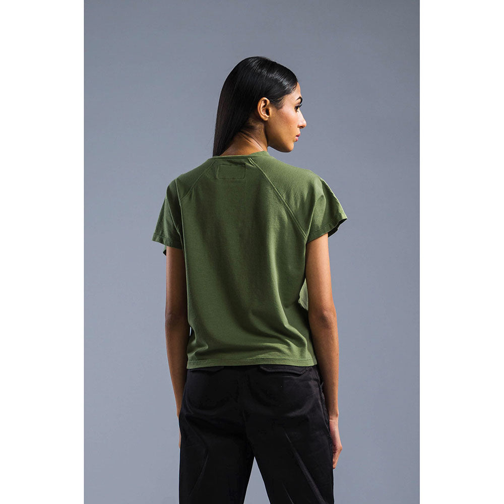 PRIMAL GRAY Army Green Cotton Modal Raglan T-Shirt