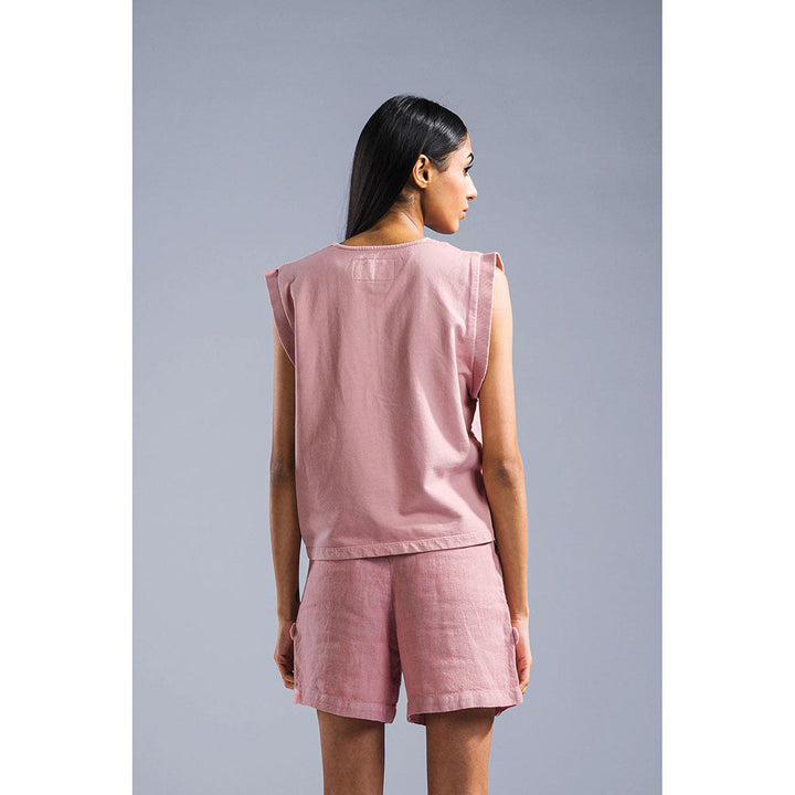 PRIMAL GRAY Dusky Pink Organic Cotton Casual V neck T-Shirt