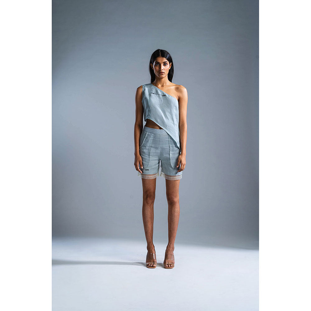 PRIMAL GRAY Ice Blue Organic Linen Cut Out Top