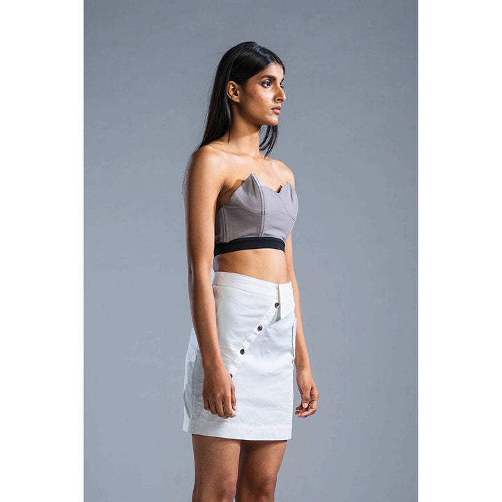 PRIMAL GRAY White Organic Cotton Deconstructed Short Skirt