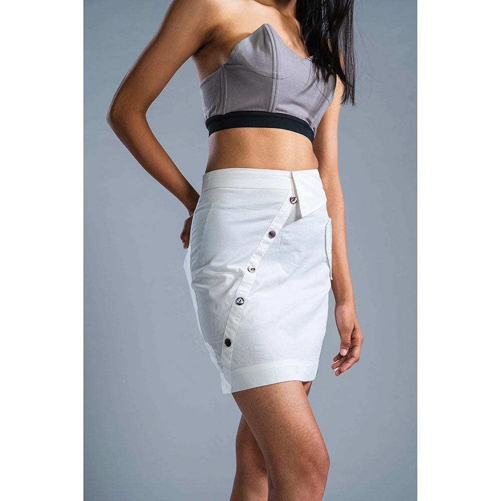 PRIMAL GRAY White Organic Cotton Deconstructed Short Skirt