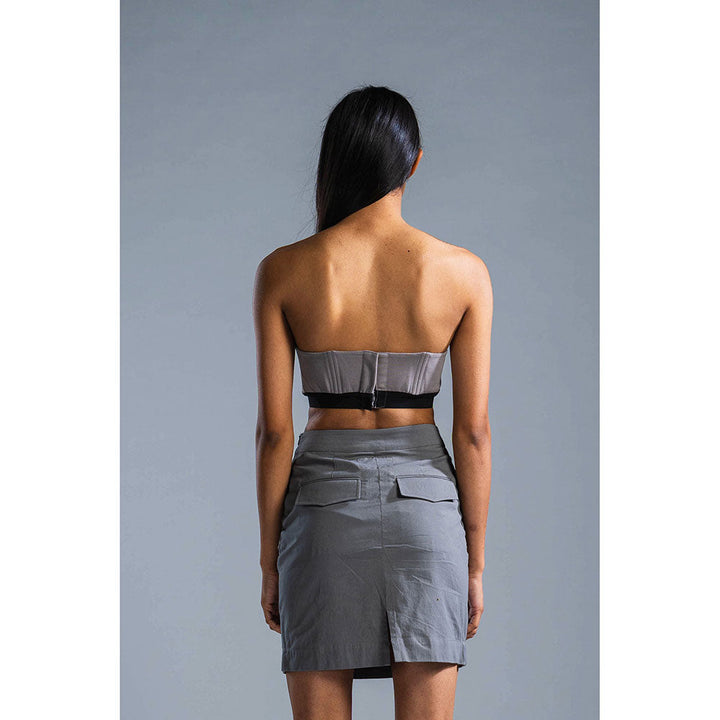 PRIMAL GRAY Grey Organic Cotton Deconstructed Short Skirt