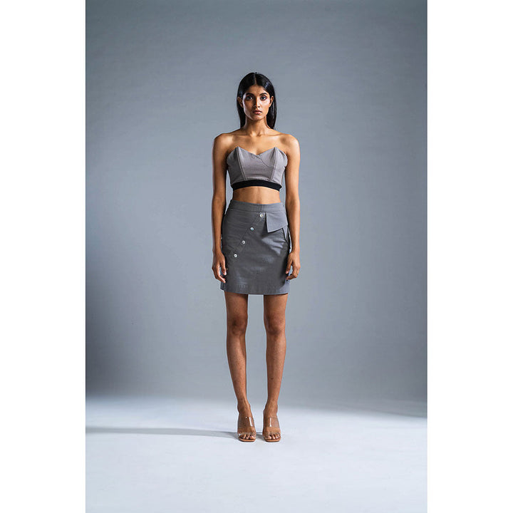 PRIMAL GRAY Grey Organic Cotton Deconstructed Short Skirt