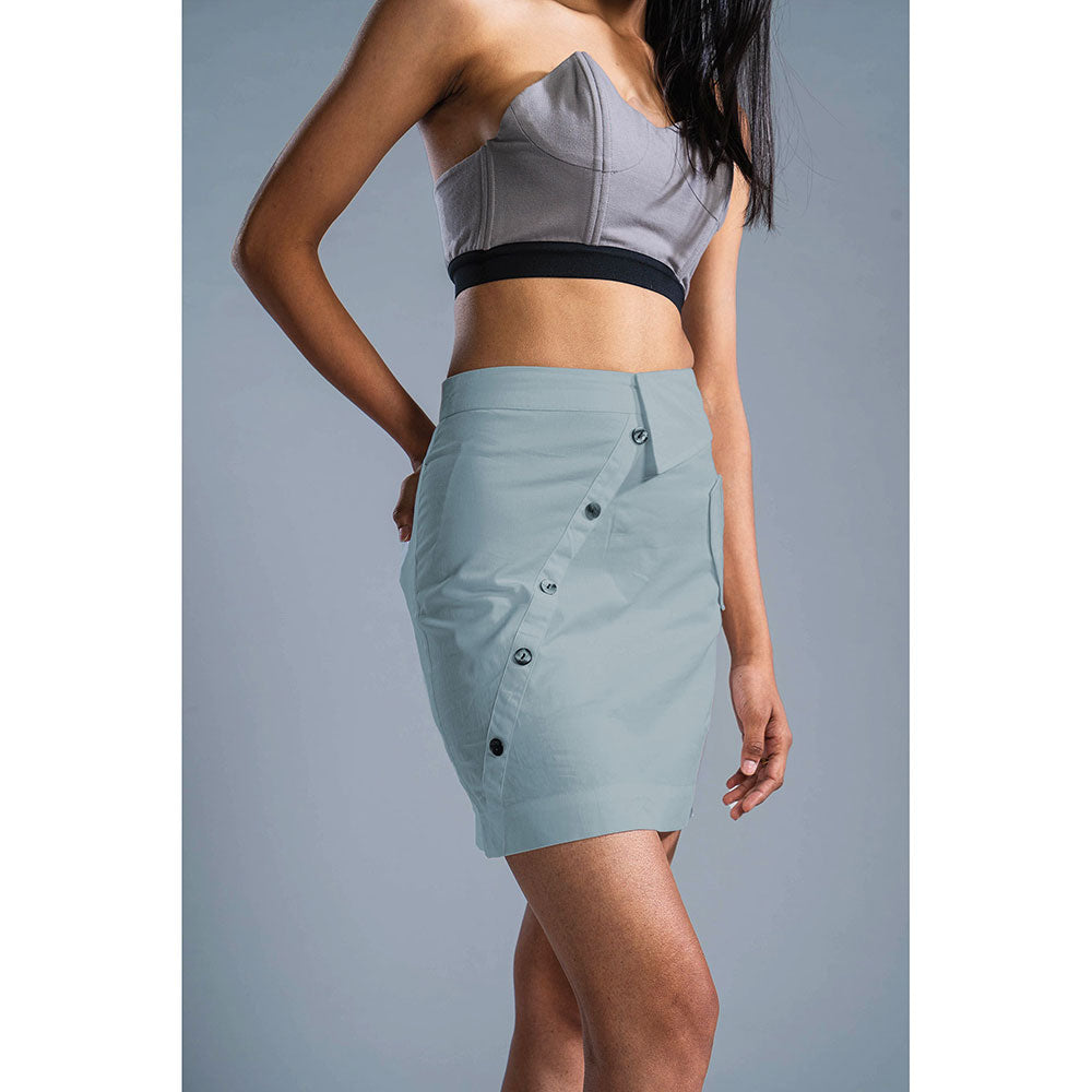PRIMAL GRAY Ice Blue Organic Cotton Deconstructed Short Skirt
