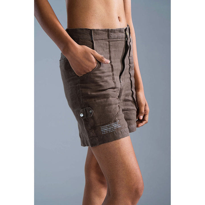 PRIMAL GRAY Brown Organic Linen Drop Pocket Shorts