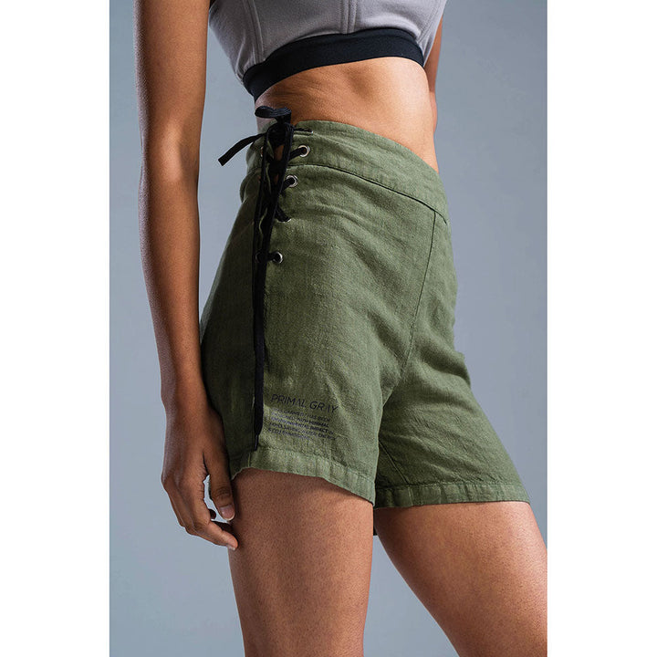 PRIMAL GRAY Green Organic Linen High Waist Shorts