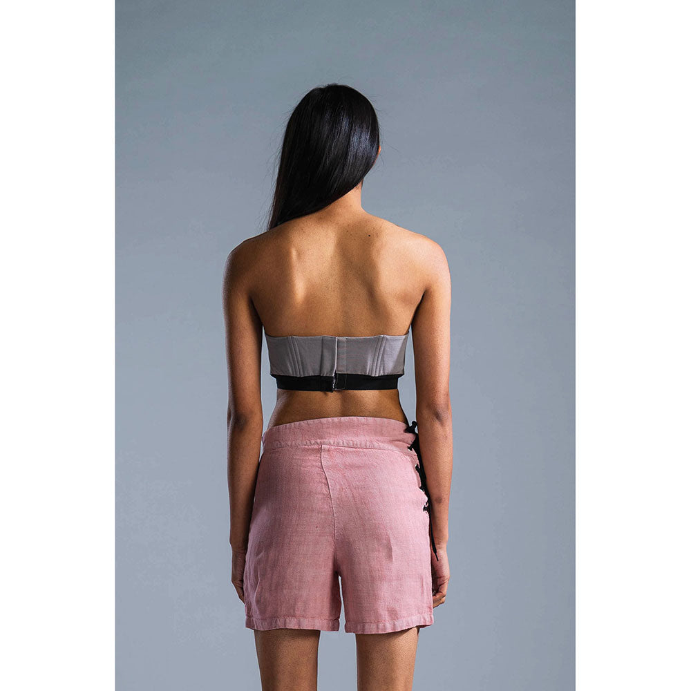 PRIMAL GRAY Dusky Pink Organic Linen High Waist Shorts