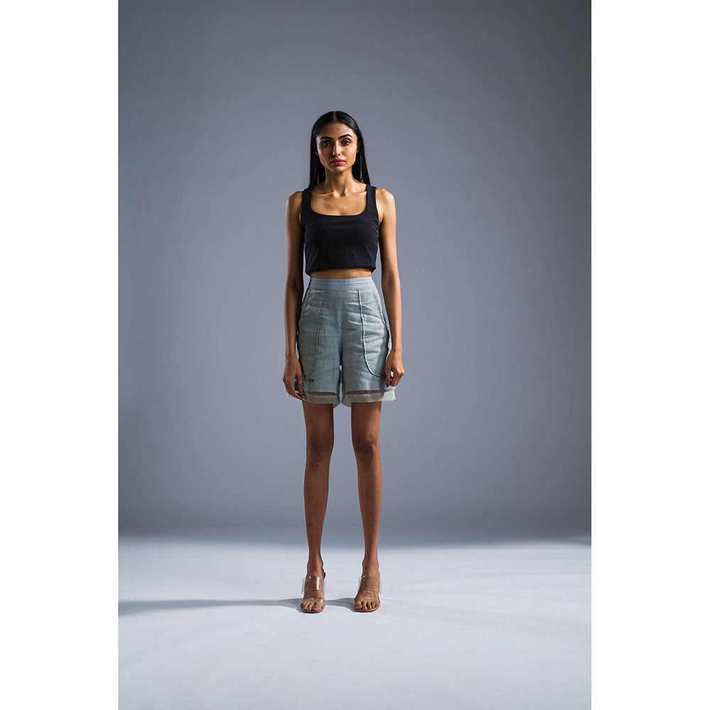 PRIMAL GRAY Ice Blue Organic Linen Double Layered Shorts