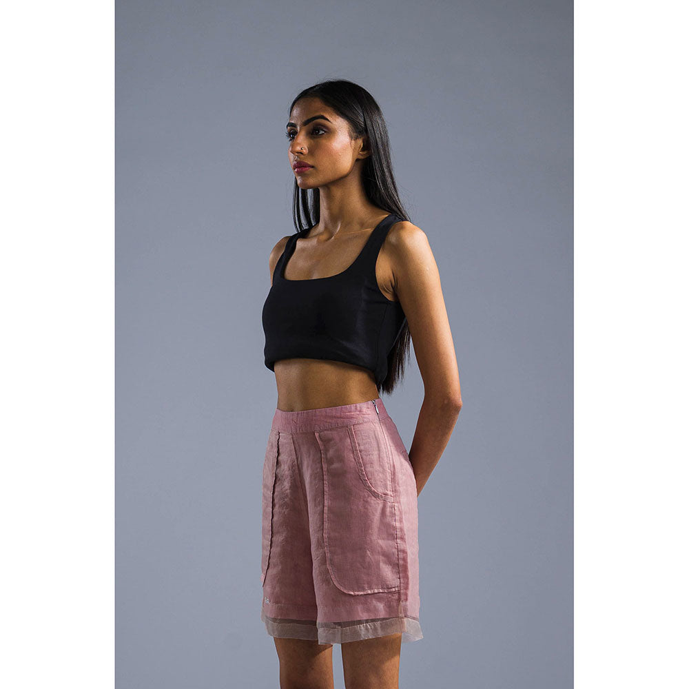 PRIMAL GRAY Dusky Pink Organic Linen Double Layered Shorts