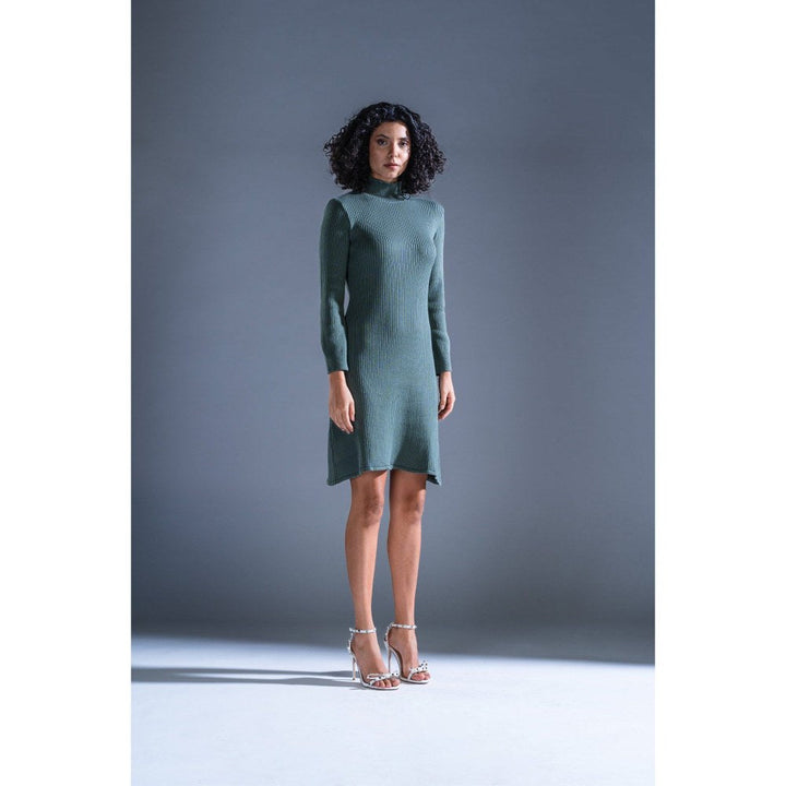PRIMAL GRAY Sage Green Knitted Casual Knit Dress