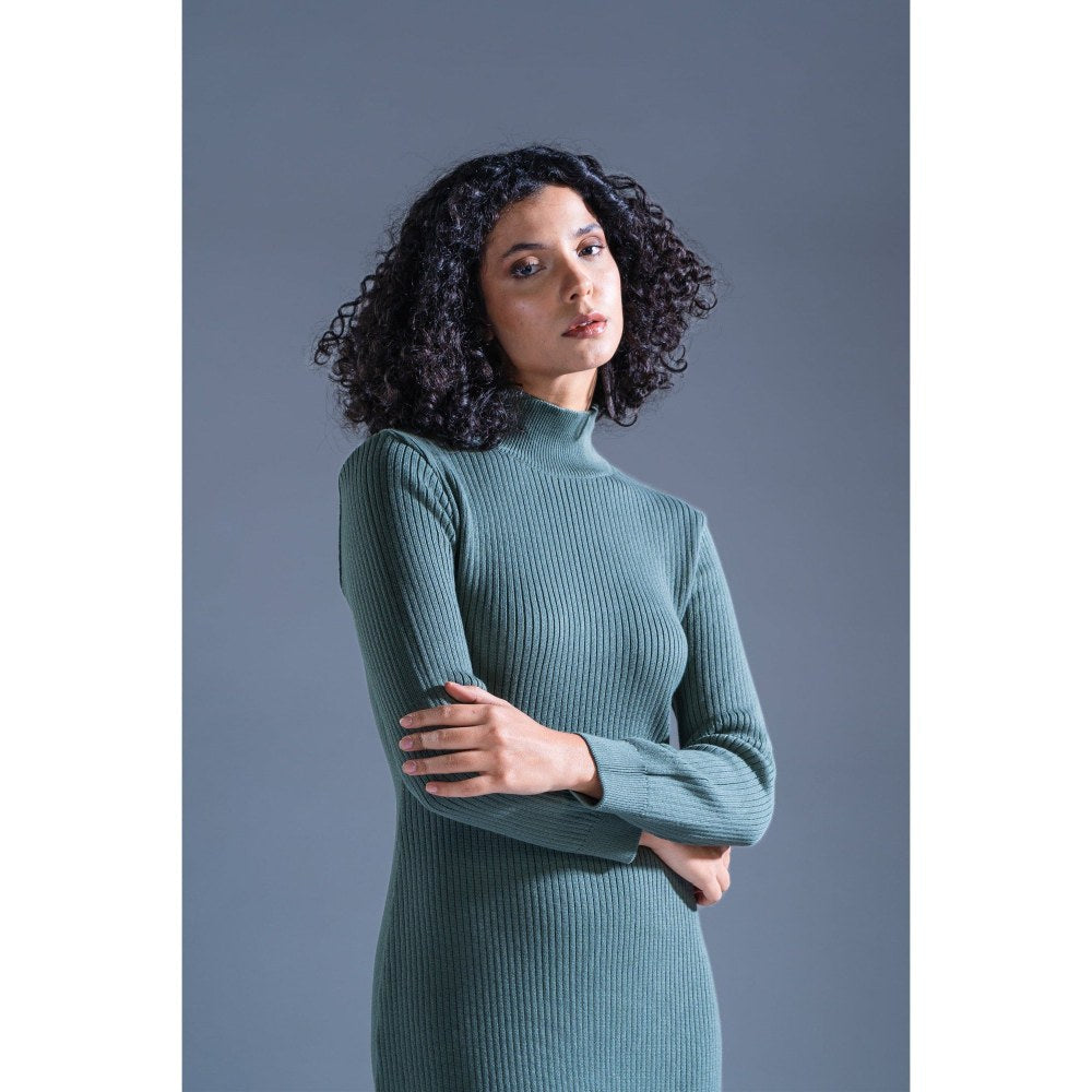 PRIMAL GRAY Sage Green Knitted Casual Knit Dress