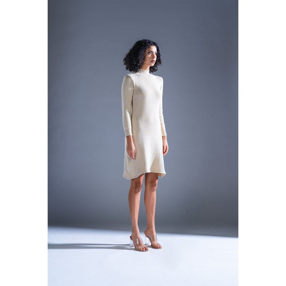 PRIMAL GRAY Cream Knitted Casual Knit Dress