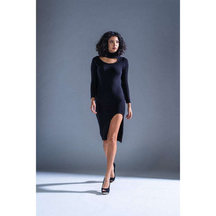 PRIMAL GRAY Black Knitted Cut Out Body Con Dress
