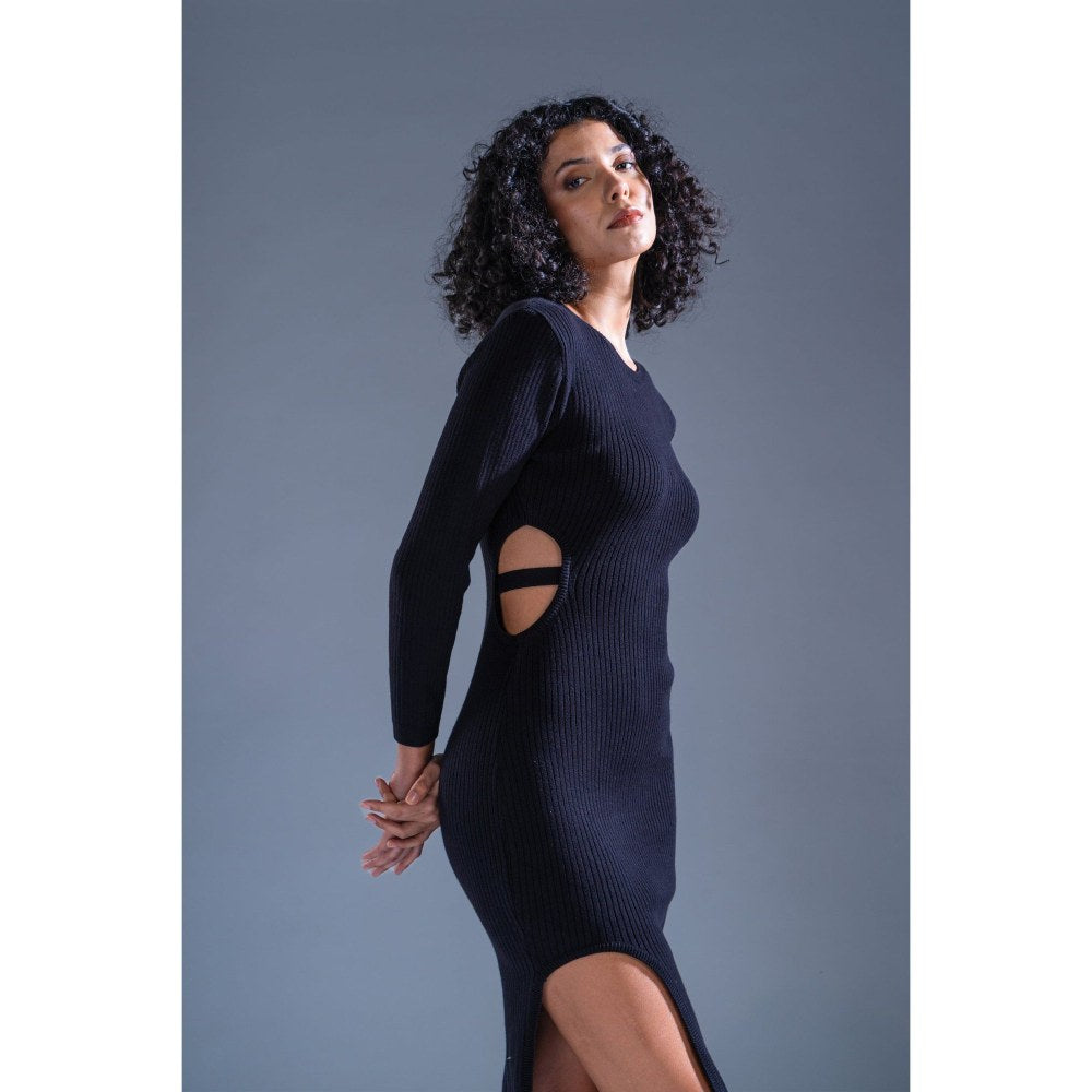 PRIMAL GRAY Black Knitted Cut Out Dress