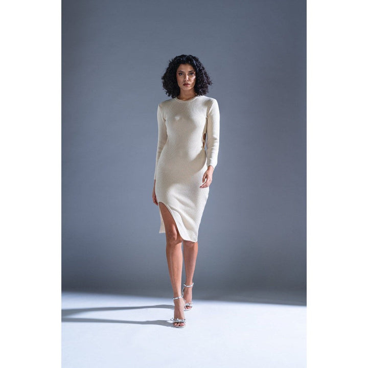 PRIMAL GRAY Cream Knitted Cut Out Dress