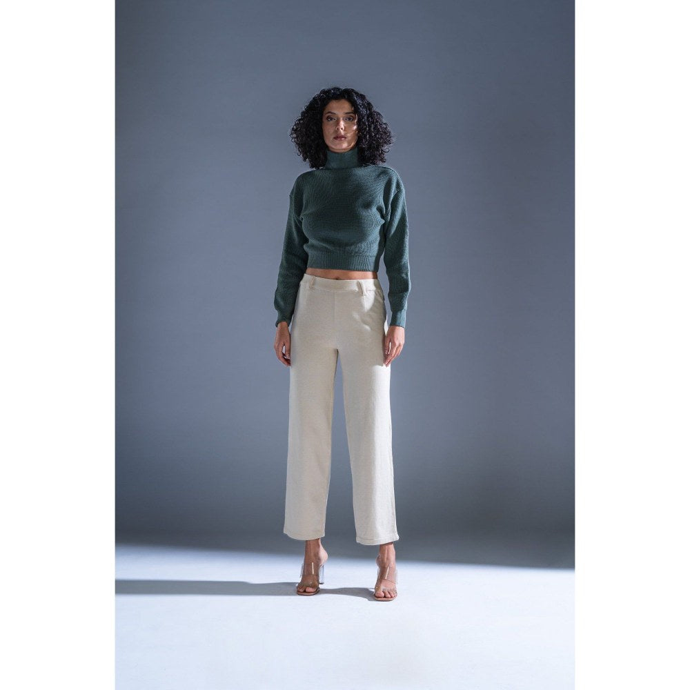 PRIMAL GRAY Cream Knitted Lazy Solid Pants