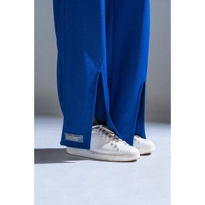 PRIMAL GRAY Cobalt Blue Polyester Casual Wide Leg Pants
