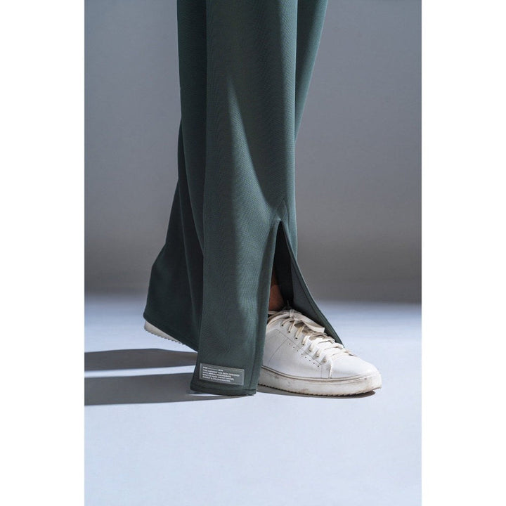 PRIMAL GRAY Sage Green Polyester Casual Wide Leg Pants