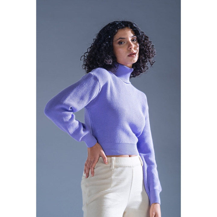 PRIMAL GRAY Lavender Knitted Cropped Sweater