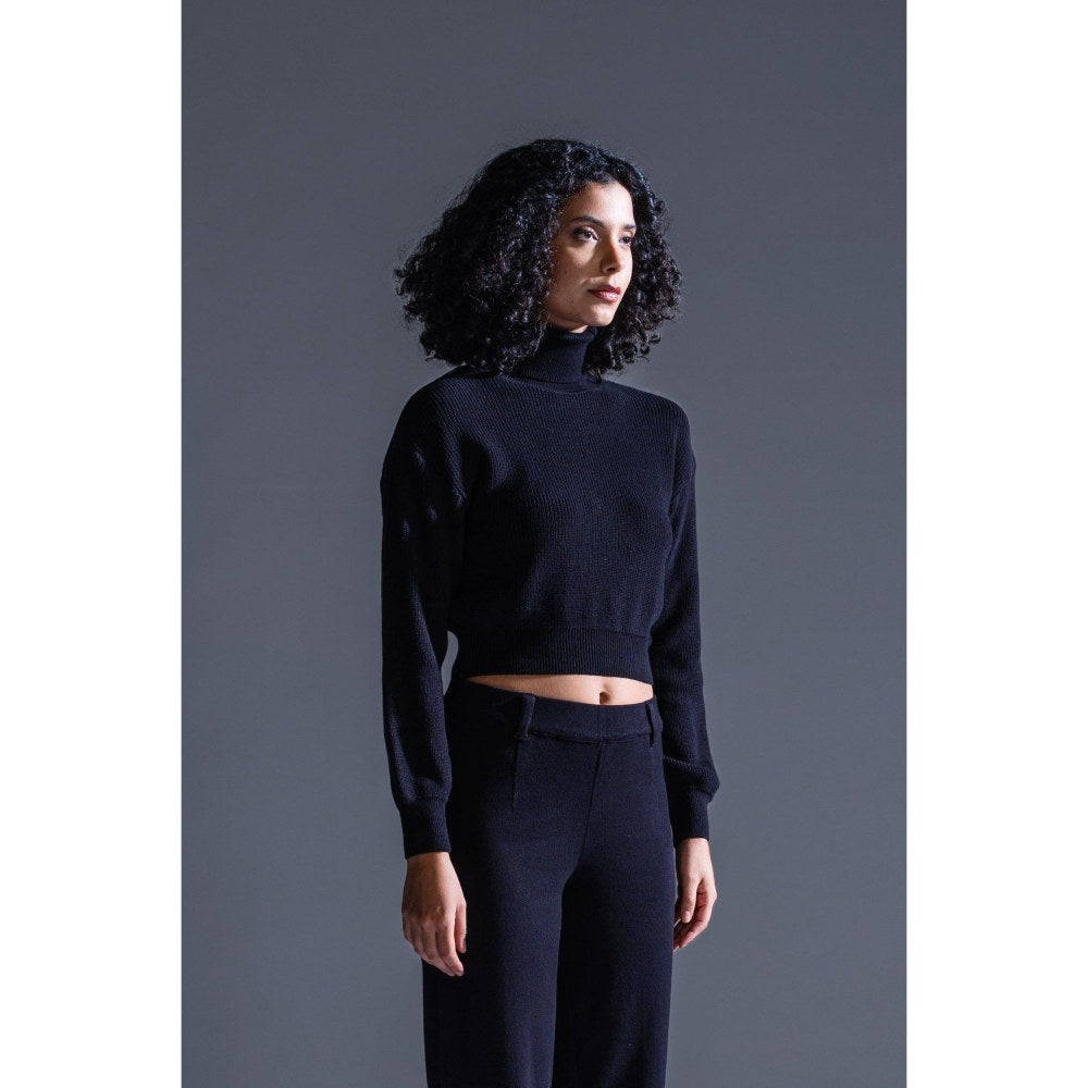PRIMAL GRAY Black Knitted Cropped Sweater
