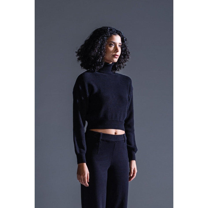 PRIMAL GRAY Black Knitted Cropped Sweater