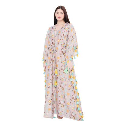 PS Pret by Payal Singhal Lavender Printed Silkmul Kaftaan For Women