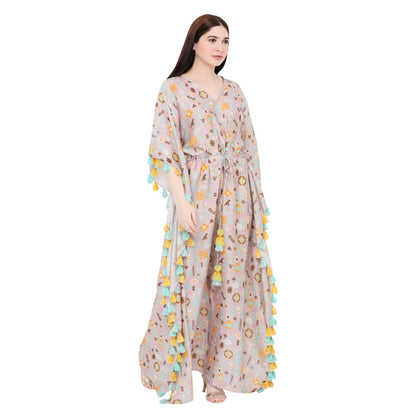 PS Pret by Payal Singhal Lavender Printed Silkmul Kaftaan For Women