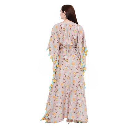 PS Pret by Payal Singhal Lavender Printed Silkmul Kaftaan For Women