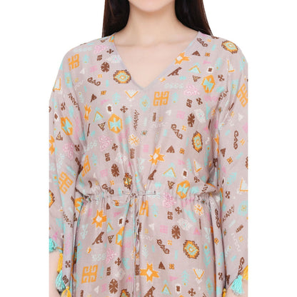 PS Pret by Payal Singhal Lavender Printed Silkmul Kaftaan For Women