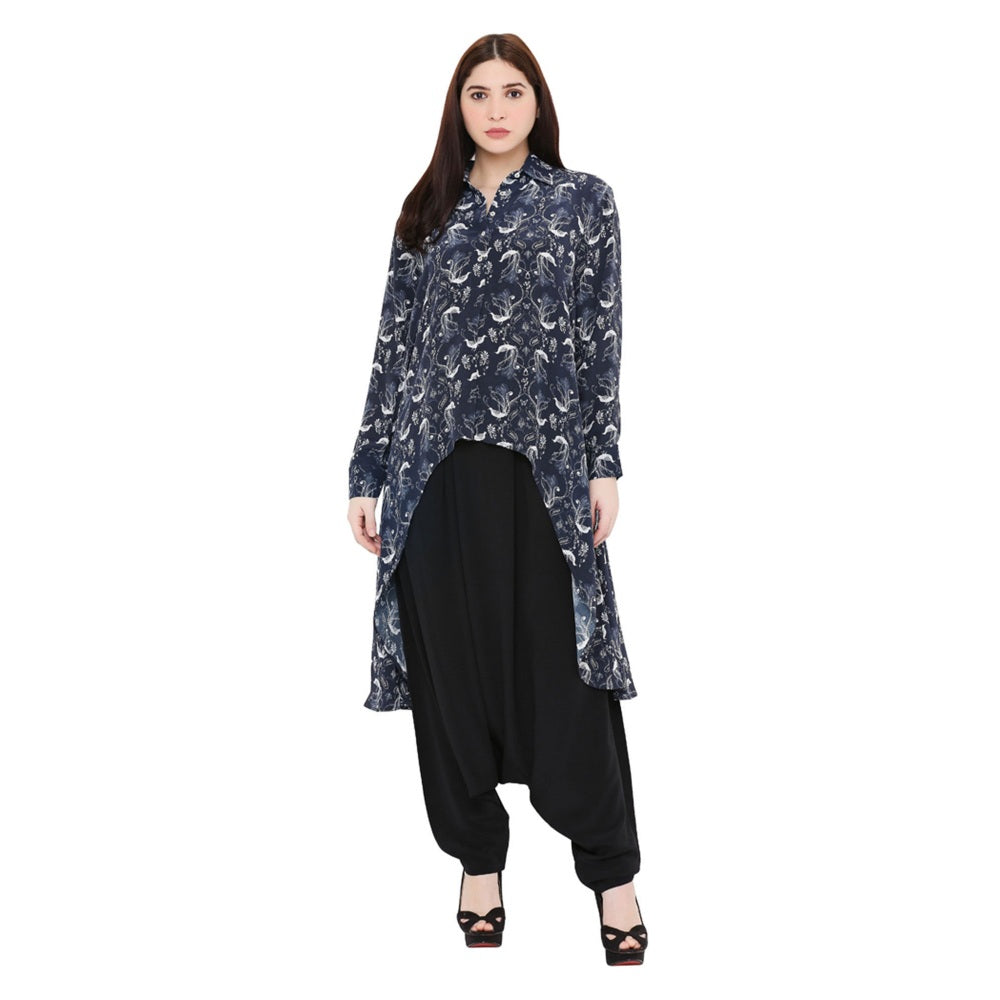 PS Pret by Payal Singhal Navy Blue Printed Crepe Top For Women